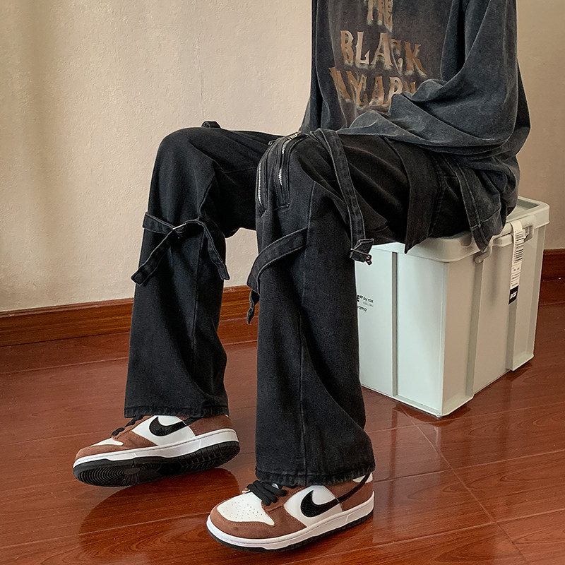 2023春款男牛仔裤工装大口袋织带拉链直筒宽松长裤nk1040P55,男装牛仔裤,星座1013-1
