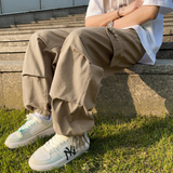 港风夏款男裤工装裤大口袋裤脚抽绳束脚宽松长裤h925P45，男装休闲裤，星座1013-1