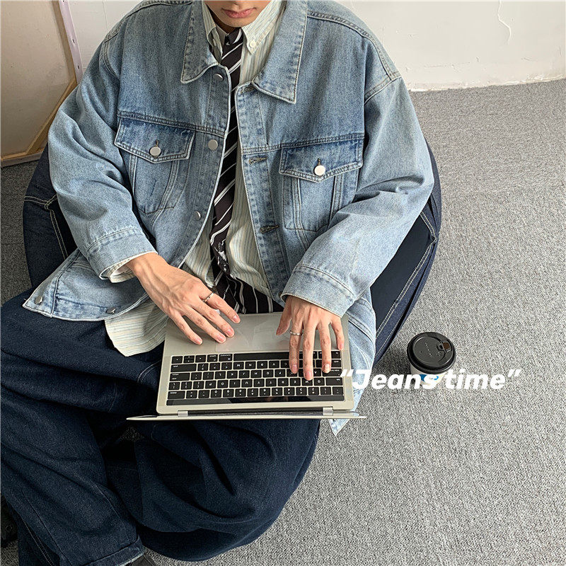 高品质秋款男牛仔夹克衫纯色单排扣休闲外套JK008P65,男装夹克,星座1013-1