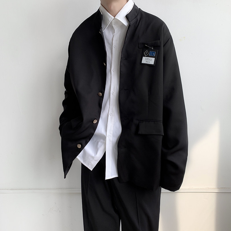 秋款男立领风中山装单排扣学生外套胸牌小西服JK23P55,男装西服,星座1013-1
