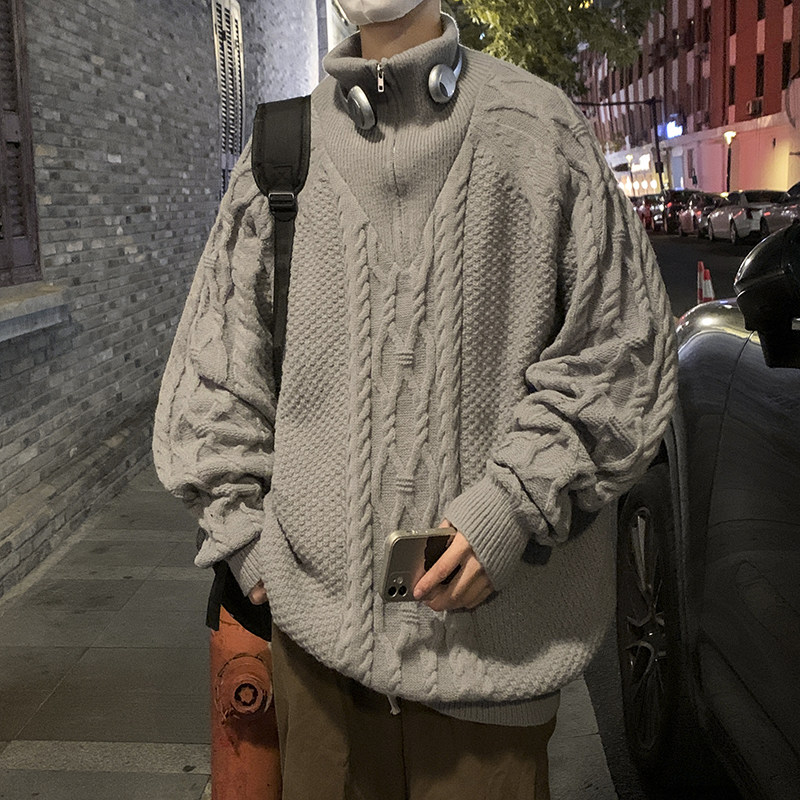 高品质冬男针织衫加厚鹿毛绒高领套头拉链毛线衣加厚外套M386,男装针织衫/毛衣,星座1013-1