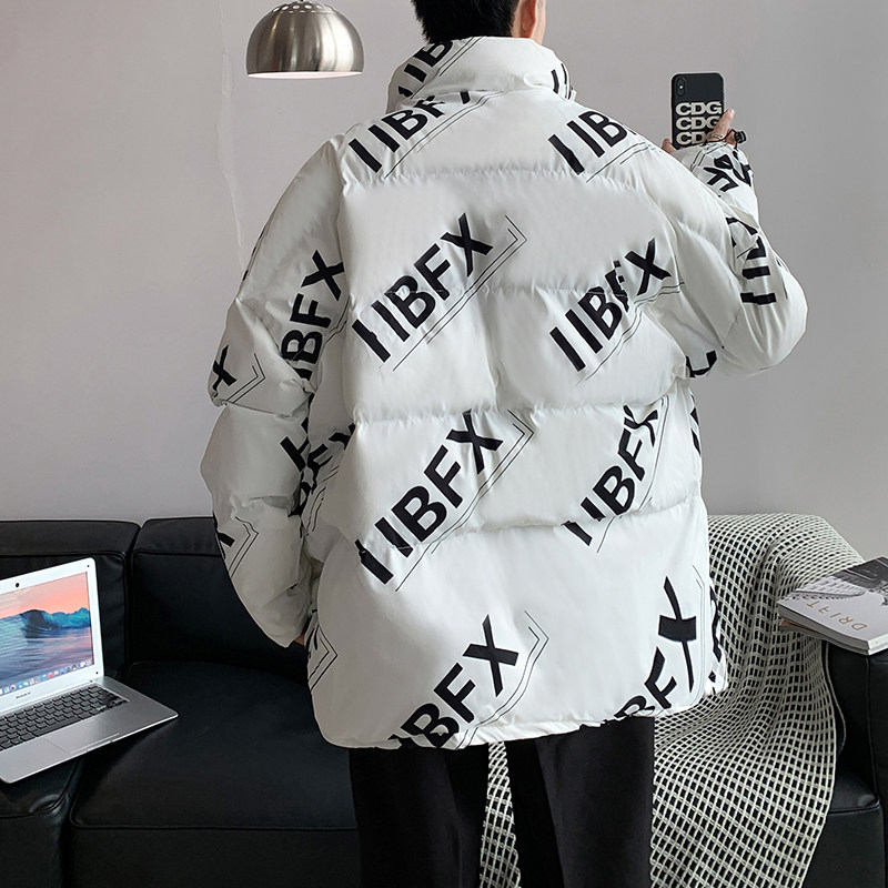 冬款男棉衣立领保暖加绒加厚面包服字母印花棉袄外套Y002,男装棉衣,星座1013-1