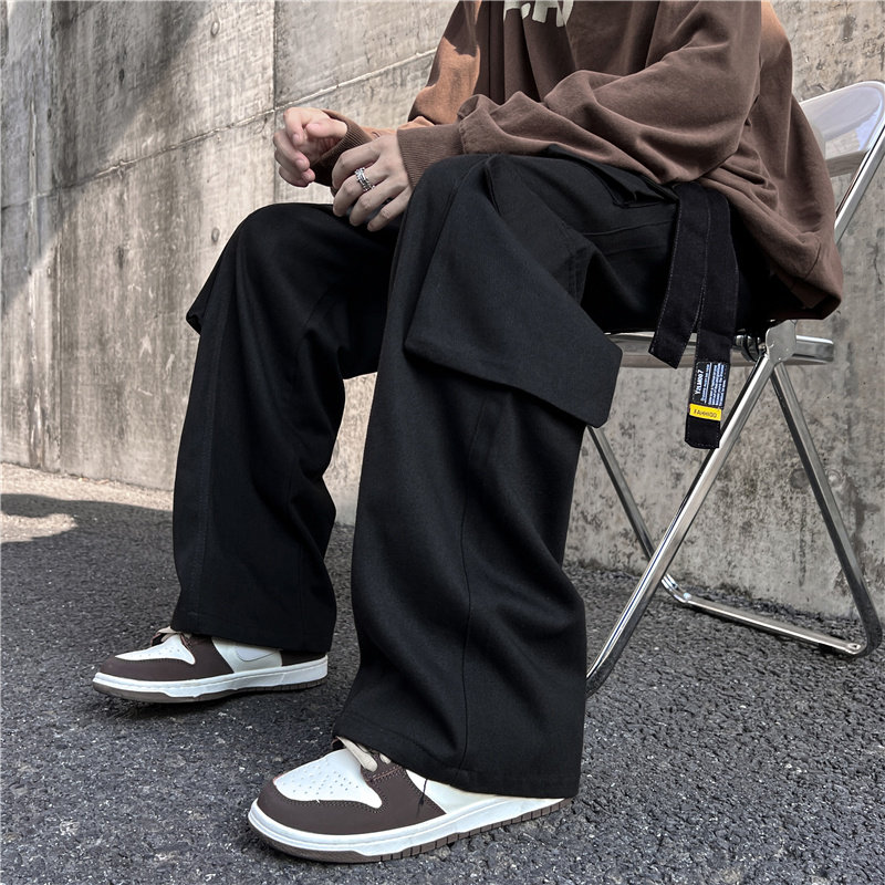 港风秋款男休闲裤工装裤大口袋长腰带直筒宽松休闲长裤h205,男装休闲裤,星座1013-1