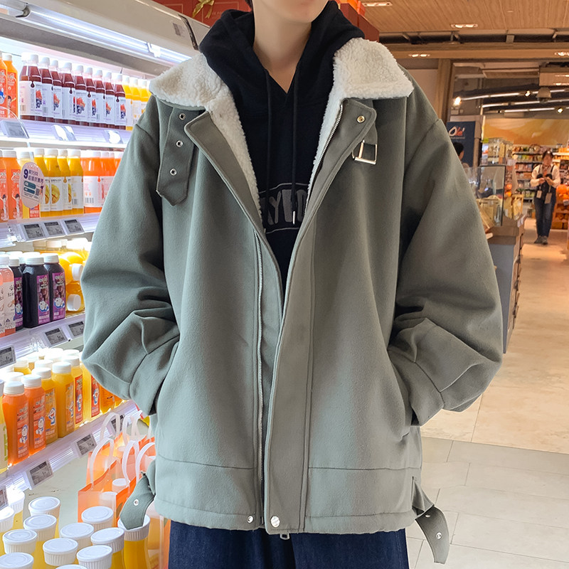 冬款男棉衣加绒加厚羊羔毛保暖棉袄铁环织带外套Y867,男装棉衣,星座1013-1