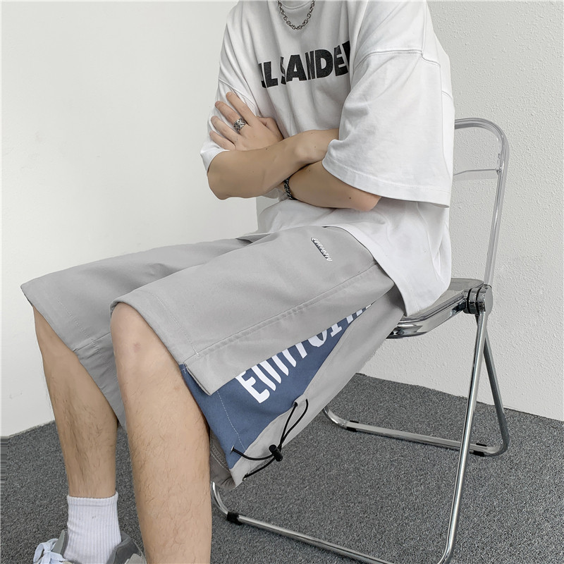 夏男短裤休闲五分裤拼接印花宽松短裤D695,男装休闲裤,星座1013-1