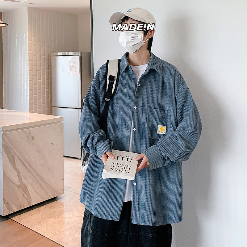 秋款男长袖衬衫华夫格条纹格小贴标韩版百搭休闲衬衣CS7050,男装衬衫,星座1013-1
