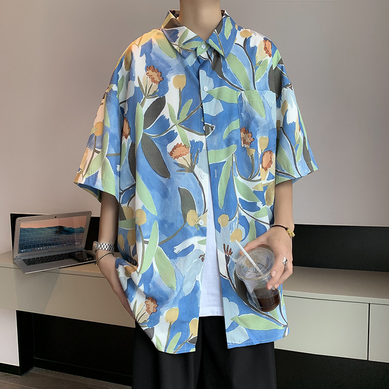 高品质夏款男短袖衬衫沙滩花衬衣CS4081P35,男装衬衫,星座1013-1