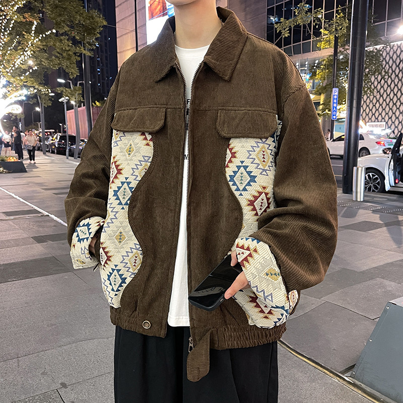 高品质秋款男夹克灯芯绒字刺绣拼色休闲外套JK0311P70,男装夹克,星座1013-1