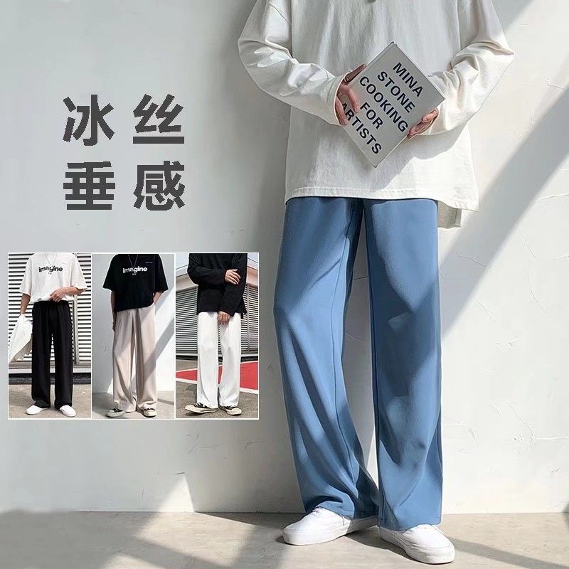 2022港风夏款男冰丝透气休闲裤长裤h506 P30图片