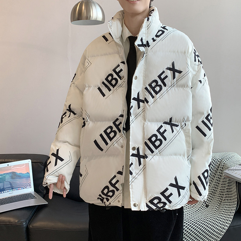 冬款男棉衣立领保暖加绒加厚面包服字母印花棉袄外套Y002,男装棉衣,星座1013-1