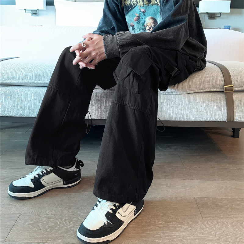 2023秋款男裤工装大口袋拉链宽松抽绳直筒休闲长裤h3101P60,男装休闲裤,星座1013-1