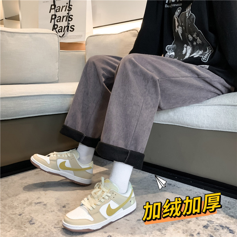 港风冬款男休闲裤灯芯绒加绒加厚直筒长裤h324加绒,男装休闲裤,星座1013-1