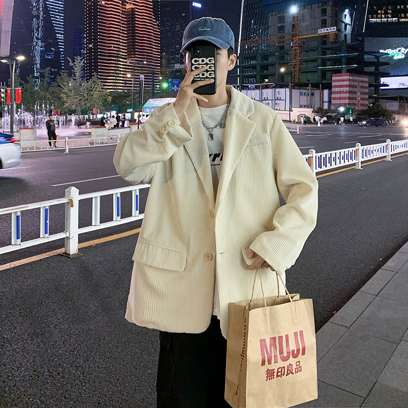 2021港风秋款男西装外套灯芯绒宽松外套百搭宽松西服JK8968P60,男装西服,星座1013-1