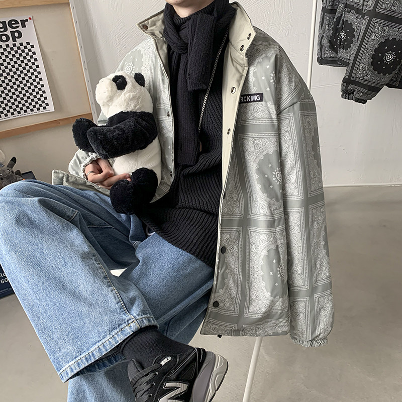 冬季男加厚加绒棉衣宽松面包服立领两面穿棉服迷彩外套M46,男装棉衣,星座1013-1