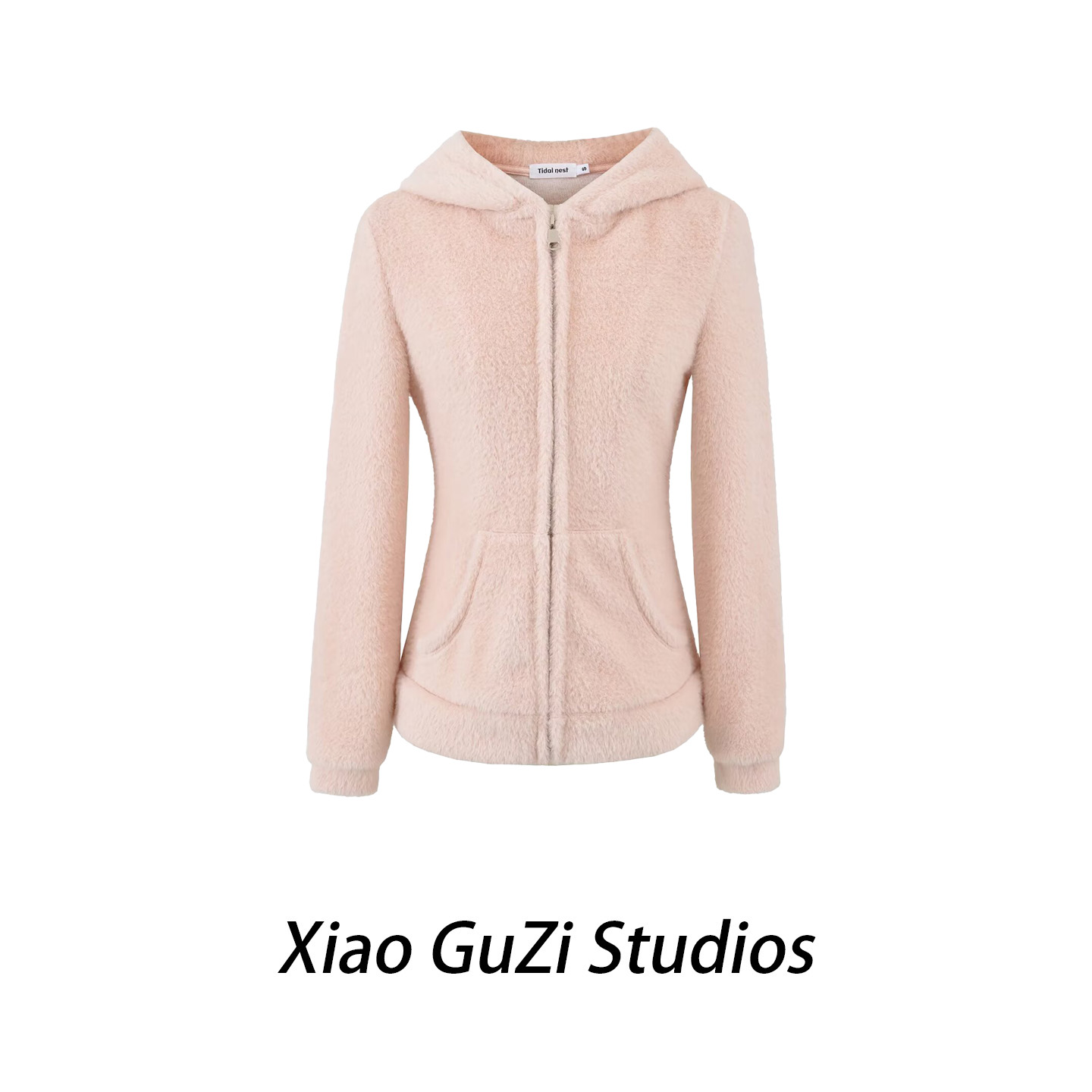 拉链连帽保暖毛绒质感休闲外套