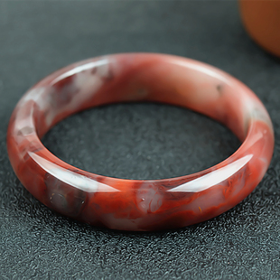收藏级 桂林鸡血玉手镯冰种大红袍贵妃料57圈口正品天然玉石镯子