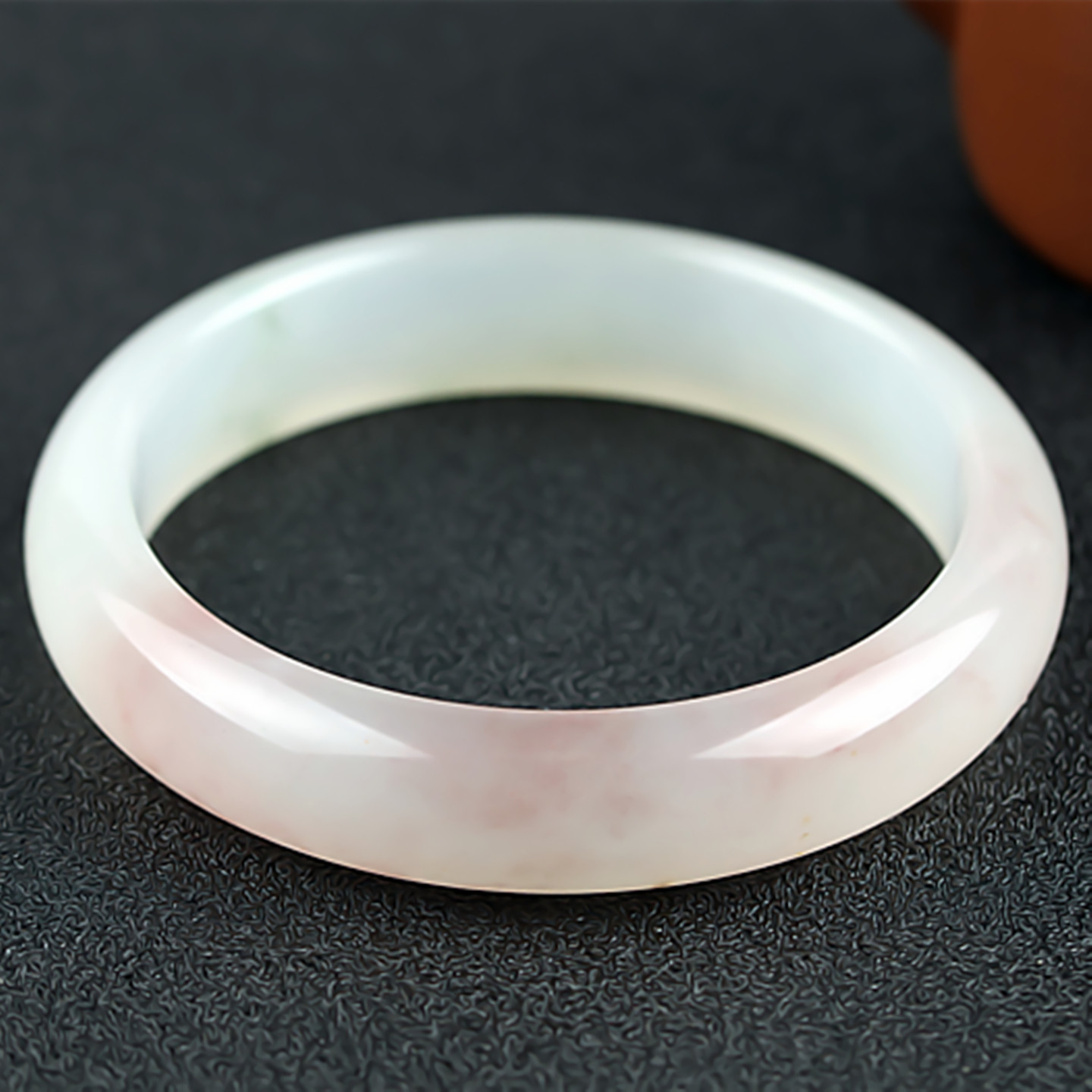 收藏级 桂林鸡血玉手镯冰种粉色三彩贵妃料60圈口正品玉石镯子女