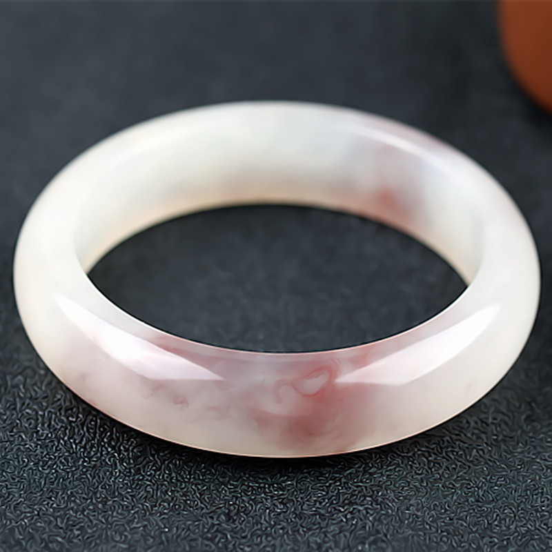 桂林鸡血玉手镯冰种紫红色贵妃料58圈口正品天然广西玉石玉镯子女