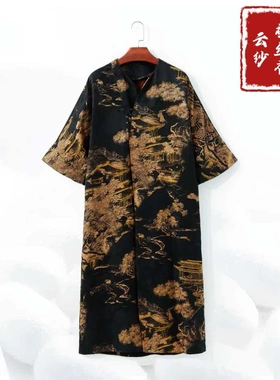 【亭台楼阁重锻袍子】香云纱桑蚕丝连衣裙长袍子dz331