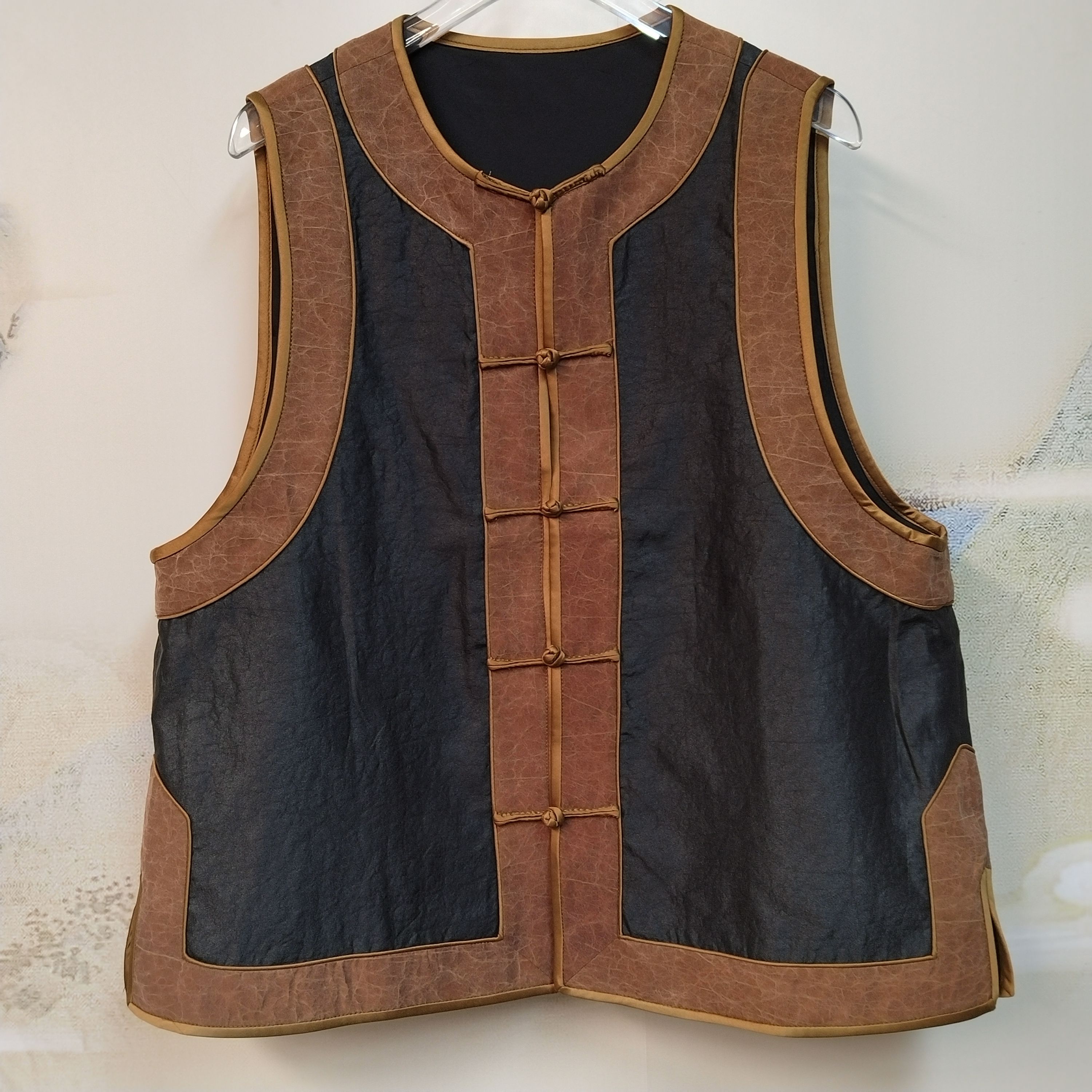 【腔调】龟纹马甲超有味道！100桑蚕丝香云纱马夹圆领盘扣ds-qd清