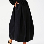 龟裂纹花苞裙 100%桑蚕丝香云纱裙身立体拼接蓬蓬灯笼裙dz098