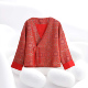 小开衫 新中式 外套dz334 织锦缎宋锦红八达运外套