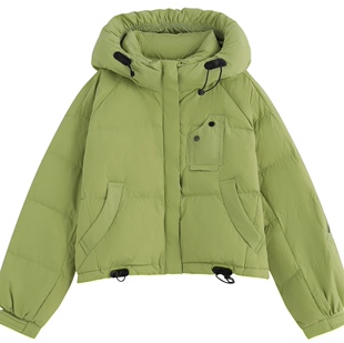 韩系加厚宽松95鹅绒上衣鹅专家连帽短款 连帽鹅绒服 D4802 短款