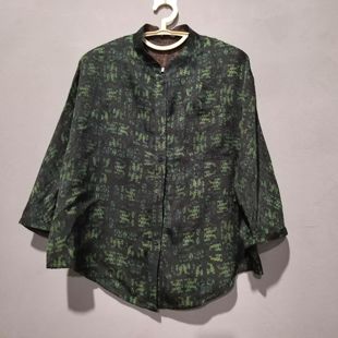 双面穿上衣宽松复古小外披tt6068 香云纱立领衬衫 青铜纹衬衫