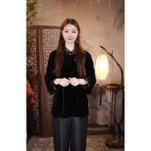 长袖 冬款 真丝丝绒上衣dz347 丝绒重工刺绣上衣