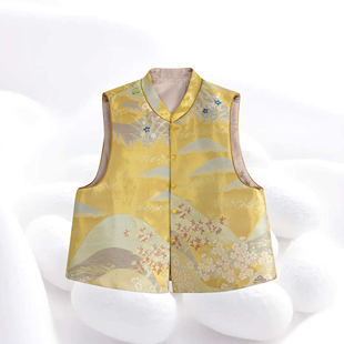【金澜山行图双面马甲】新中式双面穿轻奢气质立领开衫背心dz280