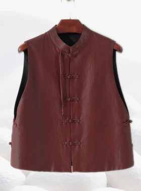【双穿油皮马甲】红龟黑龟双层马夹100桑蚕丝香云纱背心dz056
