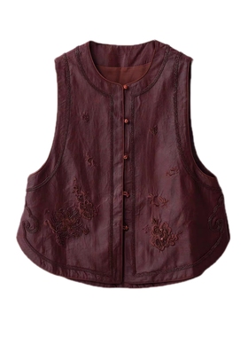 【珠绣红龟油皮马甲】100%桑蚕丝香云纱钉珠刺绣背心坎肩xh5275