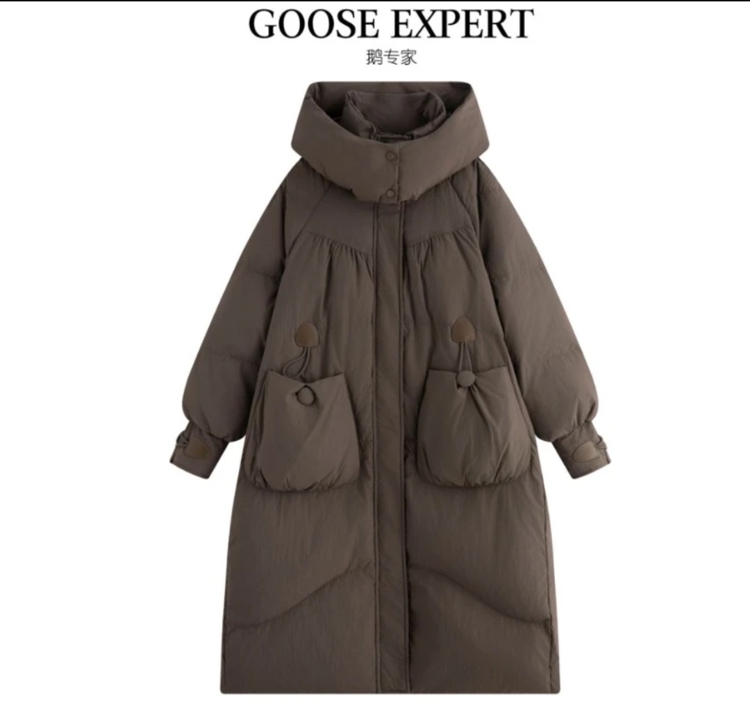 【过膝长款鹅绒服】加厚设计感过膝长款鹅绒服鹅专家D4799