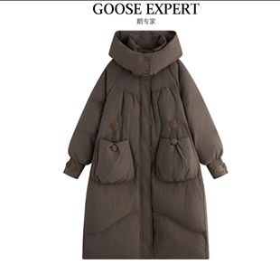 特价清【过膝长款鹅绒服】加厚设计感过膝长款鹅绒服鹅专家D4799