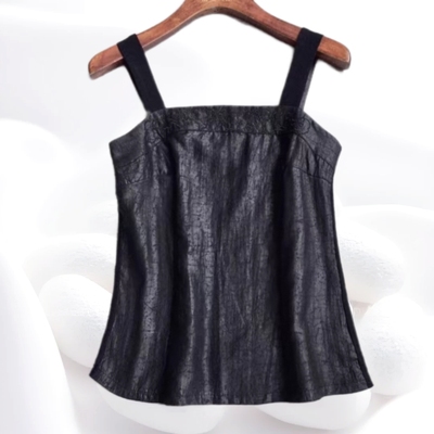 立体香云纱真丝小背心