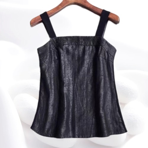 立体香云纱真丝小背心