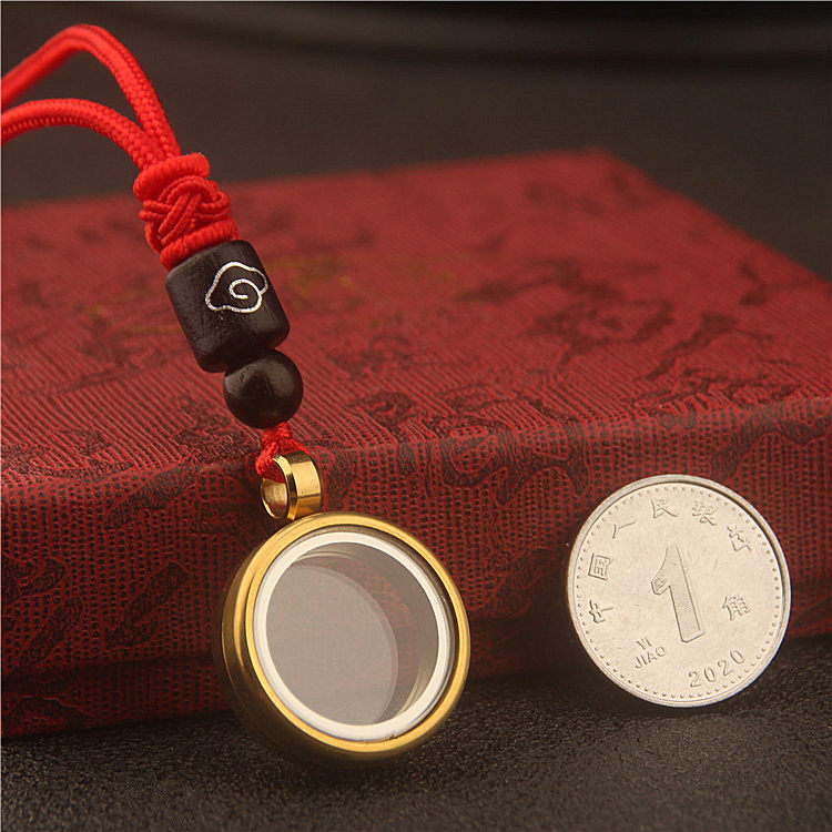 透明圆形双唐卡空壳嘎乌盒吊坠保护壳可打开装生肖纪念币项链挂件