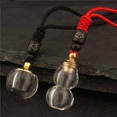 防水空心透明水晶玻璃瓶葫芦吊坠挂件男女饰品可打开装 朱砂金豆豆