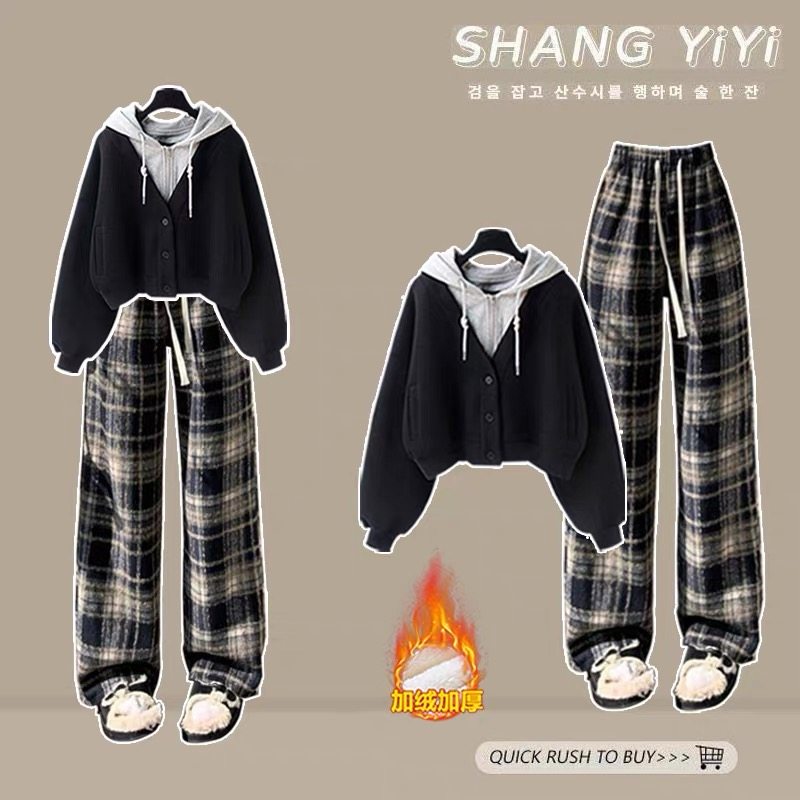 大童少女秋冬季加绒套装初中生时尚洋气连帽卫衣保暖休闲裤两件套,童装/婴儿装/亲子装,套装,淘宝优惠券,粉丝福利购,淘宝优惠卷