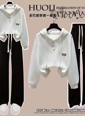 大童秋冬季套装少女小清新宽松卫衣初中高中学生休闲阔腿裤两件套