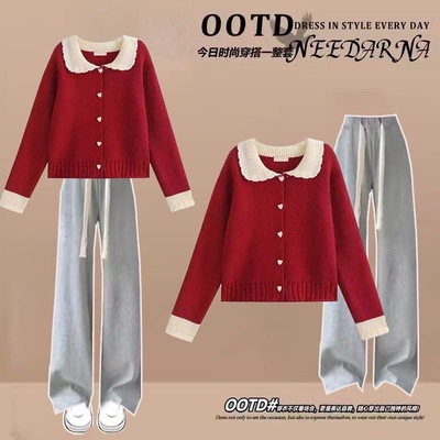 青少年中大童针织毛衣两件套秋冬
