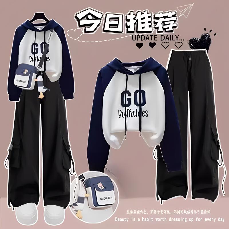 学院风中大童女长袖卫衣两件套秋