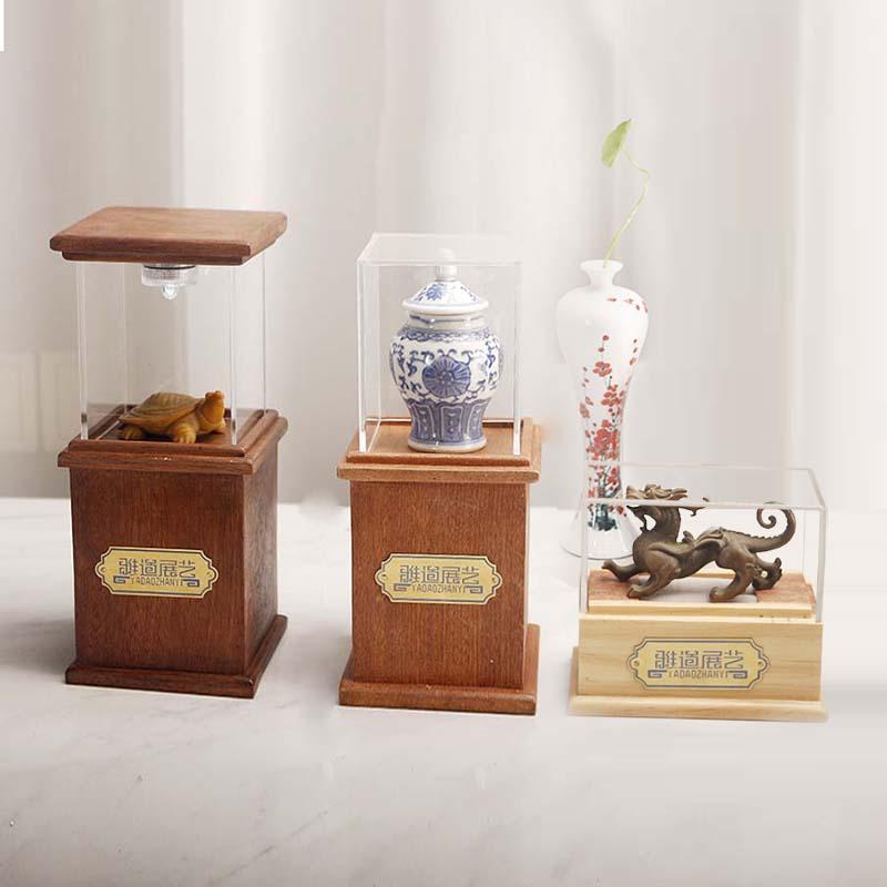 定帛制实木桌面展示盒防尘罩