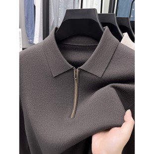 【精纺440克中厚款】16针高密四平拉链翻领羊毛衫纯色针织毛衣T恤