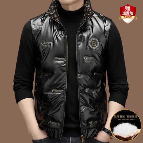 高端羽绒马甲男新款秋冬季外穿背心加厚亮面马夹立领坎肩保暖外套