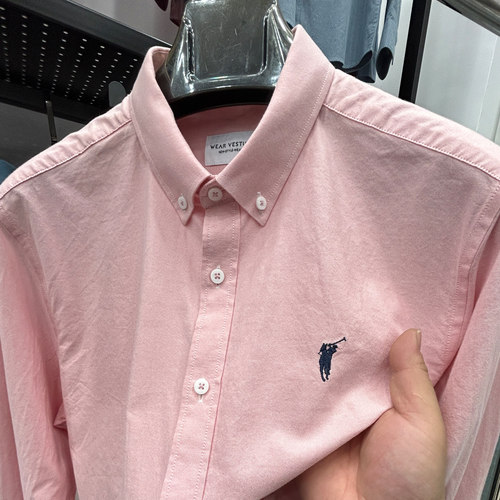 100%纯棉长袖衬衫男牛津刺绣衬衣