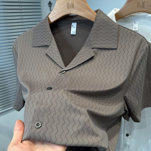 西装领衬衫男短袖商务休闲中年夏