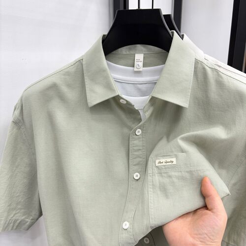 奥特莱斯正品100%纯棉男士短袖衬