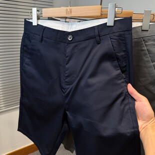 莱赛尔天丝短裤男夏季中年男人休闲五分裤精梳棉中裤纯色百搭西裤