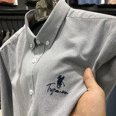 衬衫 男春秋休闲濮森保罗男士 衬衣青年男装 100%纯棉长袖 上衣寸衫 潮